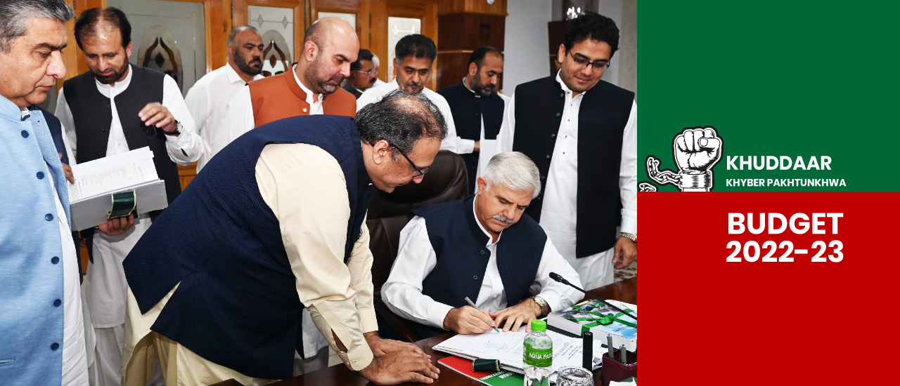 Chief Minister Khyber Pakhtunkhwa Mahmood Khan Signing Approval of the Provincial Budget for the Financial Year 2022-23